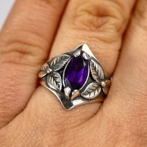 SHAMROCK, RING, AMETHYST, SILBER 925