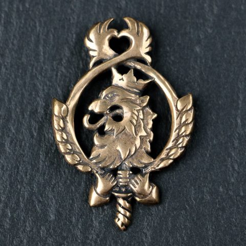 CZECH LION IN LIME BRANCH, PENDANT, BRONZE