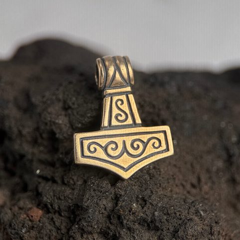 THOR'S HAMMER II, SMALL, BRONZE PENDANT