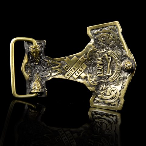 THOR'S HAMMER, BELT BUCKLE, BRASS