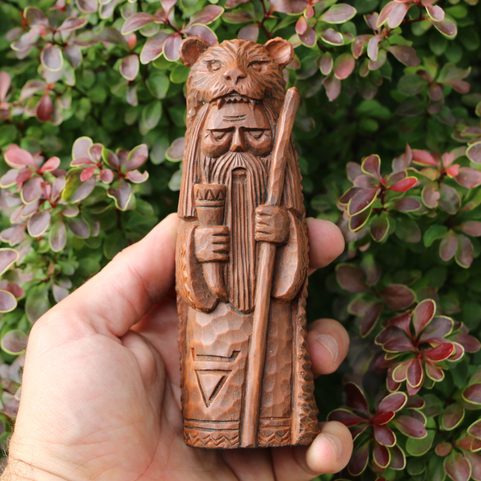 VELES, SLAVIC GOD, STATUETTE ARTIFICIAL STONE, BROWN