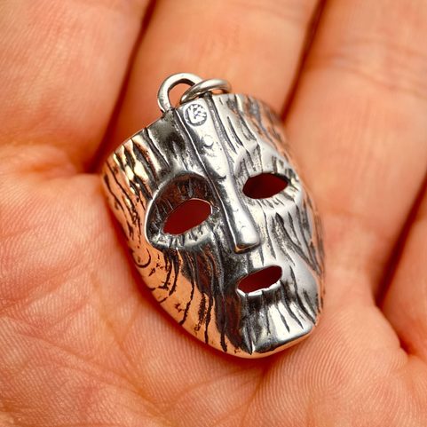 MASQUE DE CHAMAN, PENDENTIF EN ARGENT 925/1000