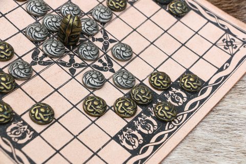 HNEFATAFL OR TAFL, VIKING BOARD GAME - LEATHER AND STONES