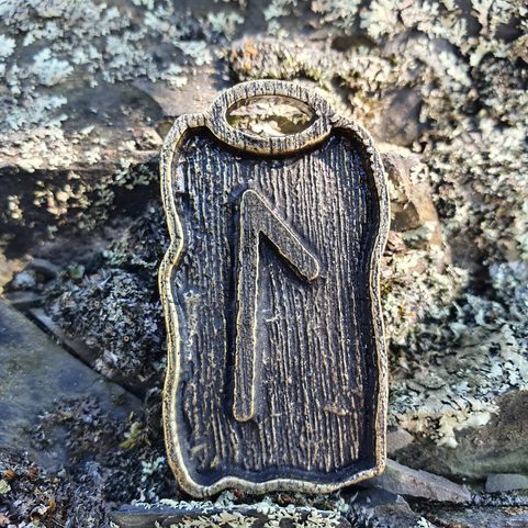 LAGUZ - PENDENTIF RUNE ZINC ANT.BRASS