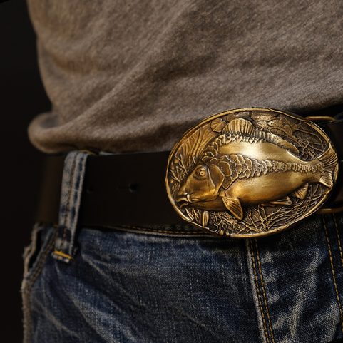 CARP, BELT BUCKLE, BRASS