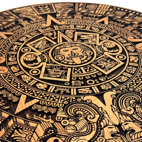 AZTEC CALENDAR, WOODEN WALL PICTURE 32CM