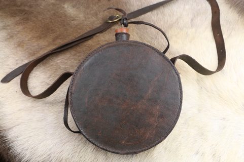 METAL BOTTLE COVERED BY LEATHER, DECORATION ITEM