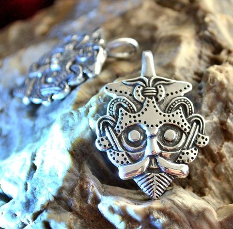VIKING HEAD PENDANT, GNEZDOVO, SILVER 925