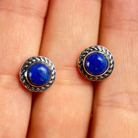 CAELIA, SILVER ANTIQUE EARRINGS, LAPIS LAZULI, AG 925/1000