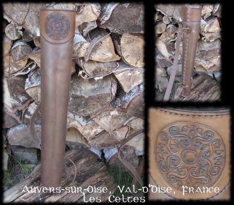 CELTIC LEATHER QUIVER WITH THE GAULISH SYMBOL