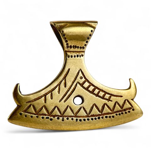 BEARDED AXE OF PERUN, BRASS SLAVIC PENDANT