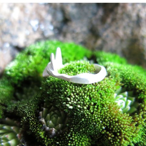 LITTLE FOX, CUBIST RING, STERLING SILVER