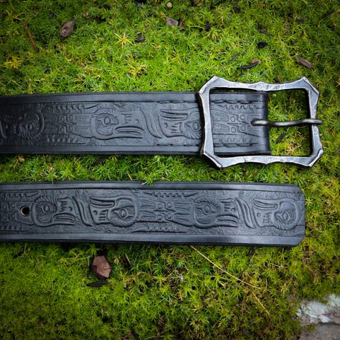 THUNDERBIRD, LEATHER BELT WITH FORGED BUCKLE