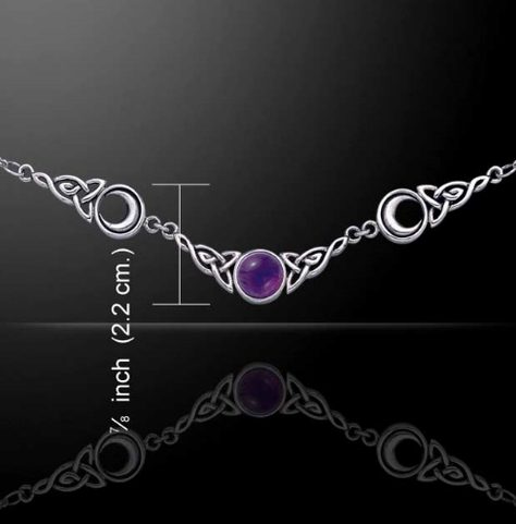 MOON PHASES, SILVER NECKLACE WITH AMETHYST AG 925