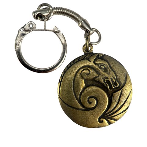 PORTE-CLÉS CHEVAL CELTIQUE, ZINC ET LAITON