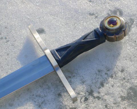 ONE-HANDED SWORD WESTMINSTER PSALTER XIII. CENTURY FULL TANG WITH STONE