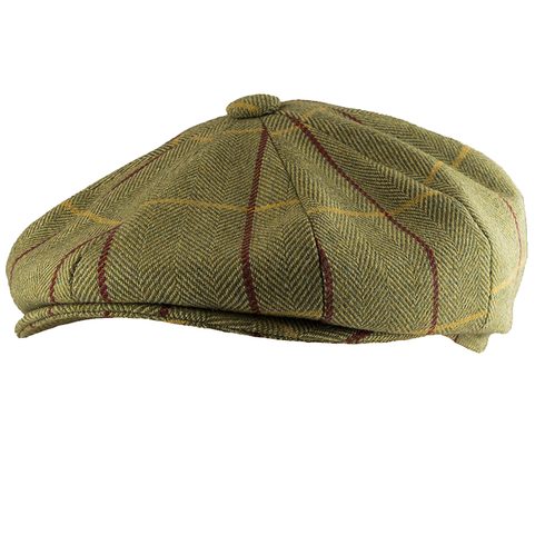 WOOL BLEND BAKER BOY HAT TWEED GREEN