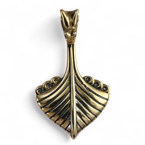 DRAKKAR, BATEAU DRAGON VIKING, PENDENTIF EN BRONZE