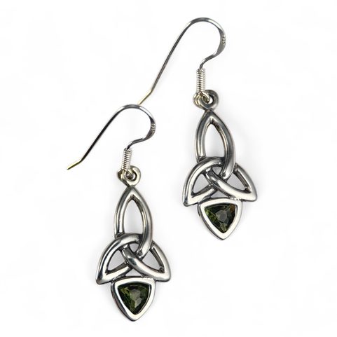 KIRA, BOUCLES D'OREILLES, MOLDAVITE ET ARGENT