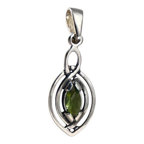 MAIA, PENDENTIF, FACETTES MOLDAVITE, ARGENT