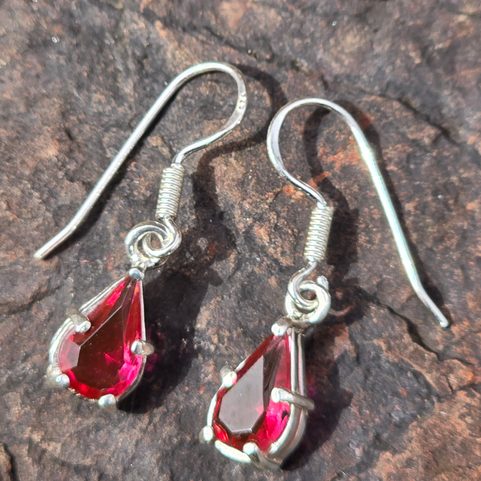 BATHORY, SILVER EARRINGS, GLASS, AG 925