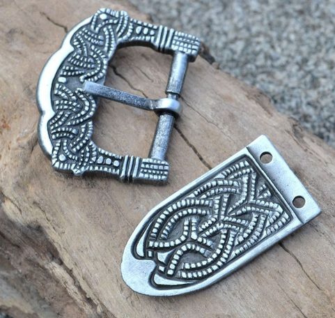 VIKING BUCKLE AND STRAP END, GOKSTAD, ZINC, REPLICA
