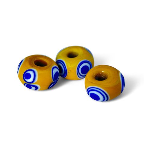 CELTIC GLASS BEAD, YELLOW WITH EYELETS, REPLICA