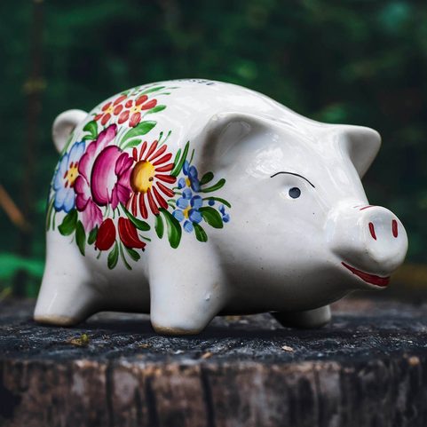 PIGGY BANK, TRADITIONAL CZECH HANDPAINTED CERAMICS