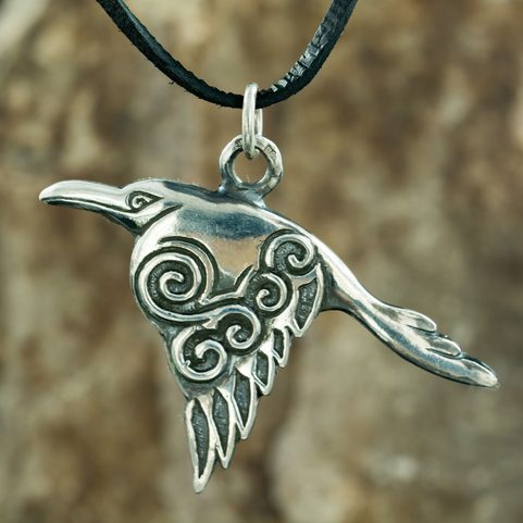 CORVUS - CELTIC CROW PENDANT, SILVER 925