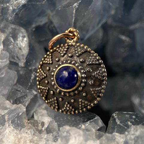 ISOLDA, LAPIS, BRONZE PENDANT