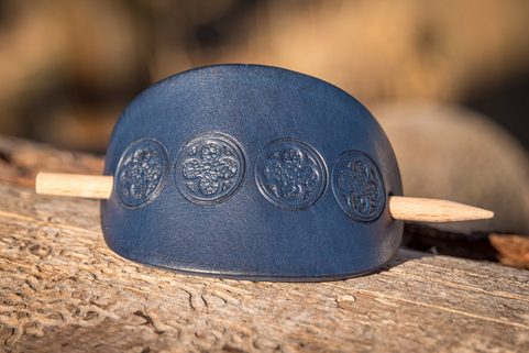 PRAGA, LEDER-HAARSPANGE, BLAU
