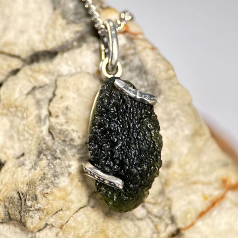 SABINA, MOLDAVITE, PENDENTIF, ARGENT 925/1000