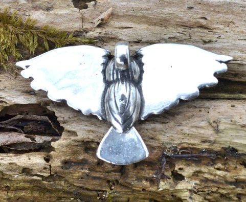 ATHENE NOCTUA - OWL, SILVER PENDANT - LARGE
