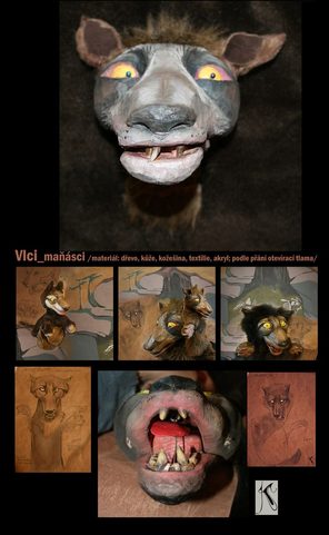 WOLF, WOODEN MARIONETTE
