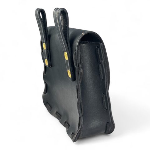 LEATHER HISTORICAL BELT BAG, ANTLER, BLACK