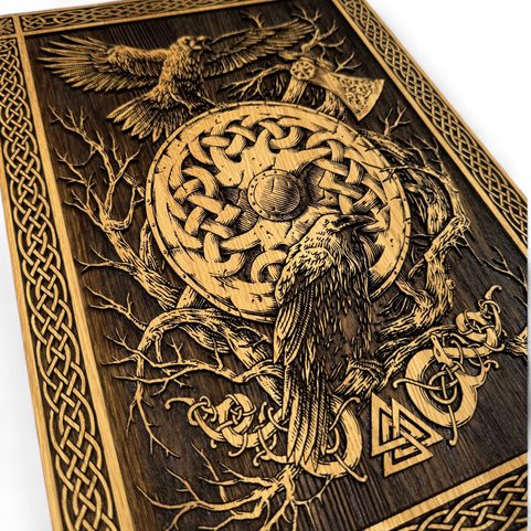 HUNINN AND MUNINN, WALL DECORATION, WOOD 32X46CM