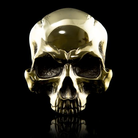 SKULL, BELT BUCKLE, BRASS