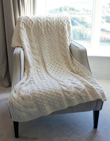 PATCHWORK, SUPERSOFT WOOLLEN THROW, CREAM