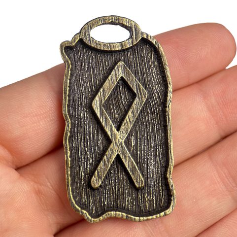 OTHILA - FUTHARK, RUNE PENDANT, ZINC ANTIQUE BRASS