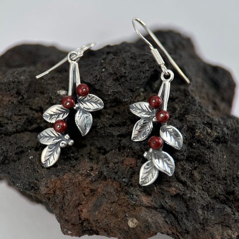 CRANBERRIES, EARRINGS, SILVER