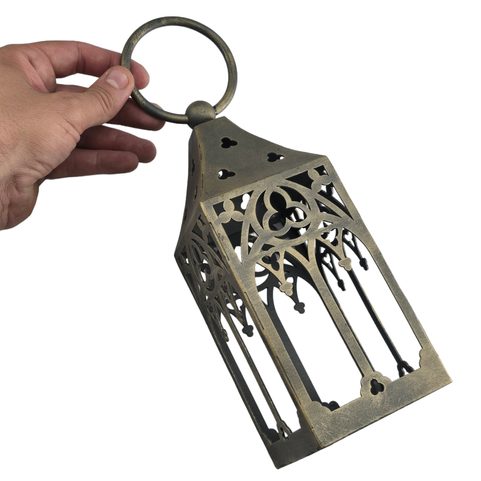 MITTELALTERLICHES WINDLICHT - GOTIKA, KERZENHALTER FÜR TEELICHTER, GOLD