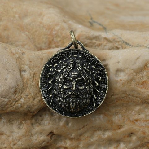 ZEUS, GREEK GOD, PENDANT, ZINC ANT.BRASS
