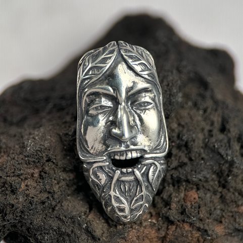 GREEN MAN, THE LORD OF THE NATURE AND REBIRTH, SILVER PENDANT AG 925