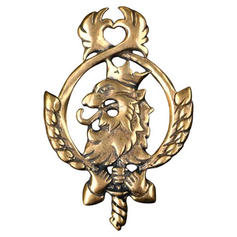 CZECH LION IN LIME BRANCH, PENDANT, BRONZE
