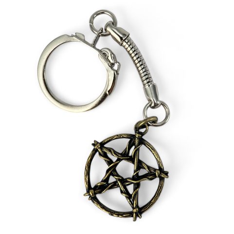 PENTAGRAM KEYRING, ZINC OLD BRASS