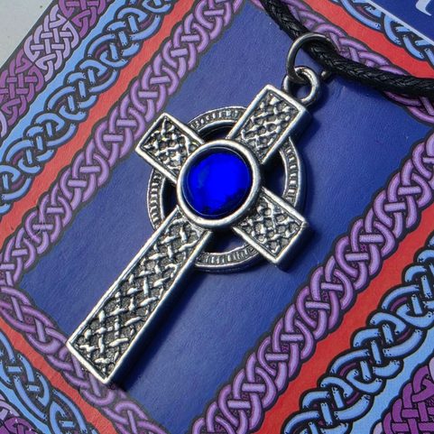 ANHÄNGER KELTISCHES KREUZ, BLAU