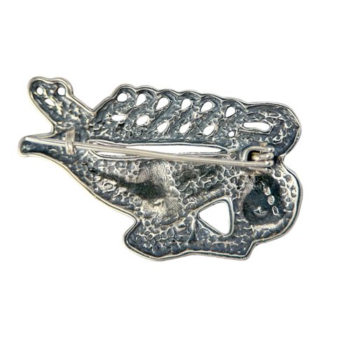 SCYTHIAN STAG BROOCH, STERLING SILVER