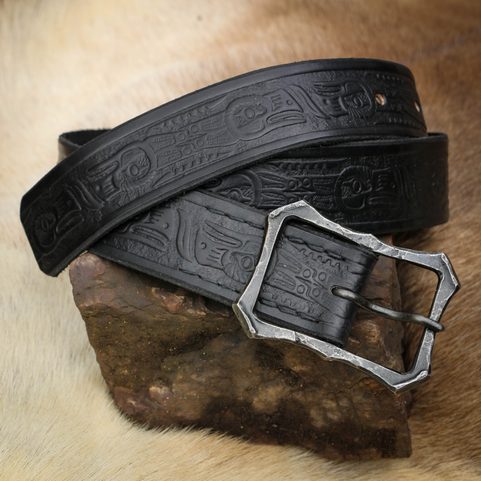 THUNDERBIRD, LEATHER BELT WITH FORGED BUCKLE