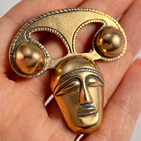 CELTIC HEAD PENDANT, LA TENE ART STYLE, BRONZE