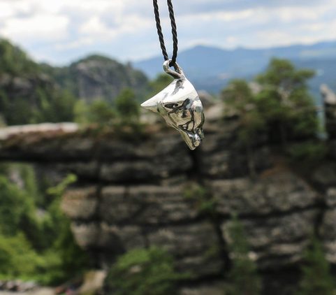 CELTIC FOX, HEAD, PENDANT, STERLING SILVER
